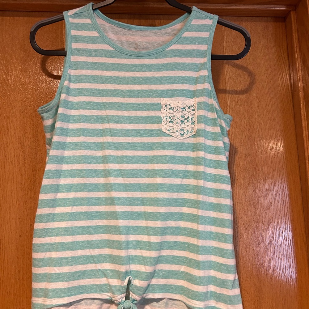 Striped Mint Green Kids Tank Top